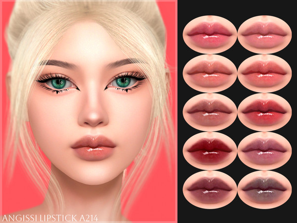 Sims 4 — Lipstick A214 by ANGISSI — PREVIEWS MADE USING HQ MOD Female