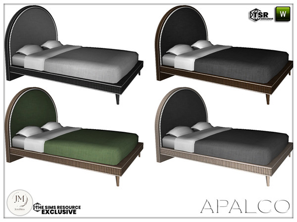 Sims 4 — Jomsims Apalco bedroom bed by jomsims — Bring luminous elegance into your Sims' home with the Apalco Bedroom