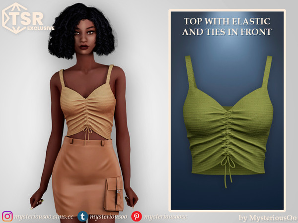 Sims 4 — Top with elastic and ties in front by MysteriousOo — Top with elastic and ties in front in 9 colors