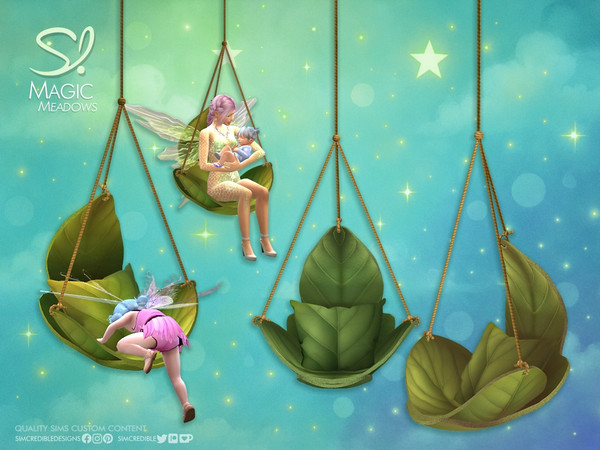 Sims 4 — Magic Meadows Hanging Leaf Chair Tall by SIMcredible! — Welcome to the Magical Meadow Kids Bedroom, where nature