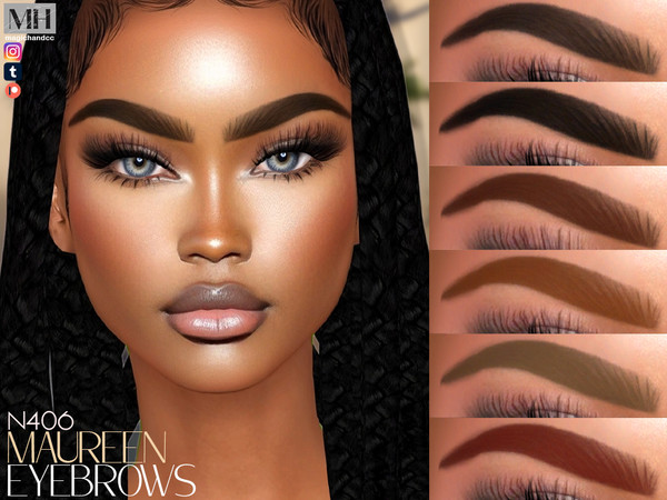 Sims 4 — Maureen Eyebrows N406 by MagicHand — Thick wide brows in 13 colors - HQ Compatible.