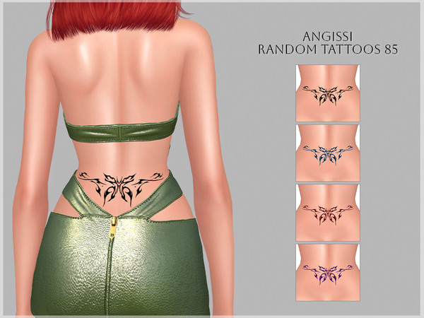 Sims 4 — Random tattoos 85 by ANGISSI — PREVIEWS MADE USING HQ MOD 4 colors