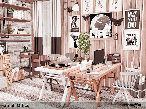 Sims 4 — Small Office by Nessca — Small Office is a cozy room for sims to study and work. Have fun! Wall size - short