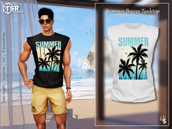 Sims 4 — SummerBreeze Tanktop for men by WisteriaSims — - FOR MEN - NEW MESH - TEEN TO ELDER - Clothing Top Category