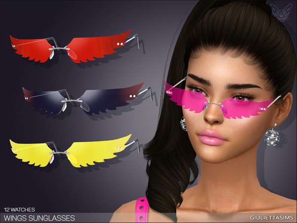 Sims 4 — Frameless Wings Sunglasses by feyona — Frameless Wings Sunglasses come with 12 swatches.