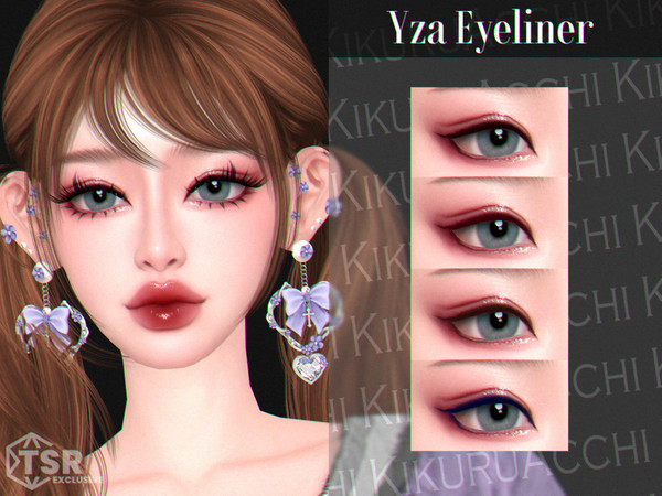 Sims 4 — Yza Eyeliner by Kikuruacchi — - It is suitable for Female and Male. ( Teen to Elder ) - 4 swatches - HQ