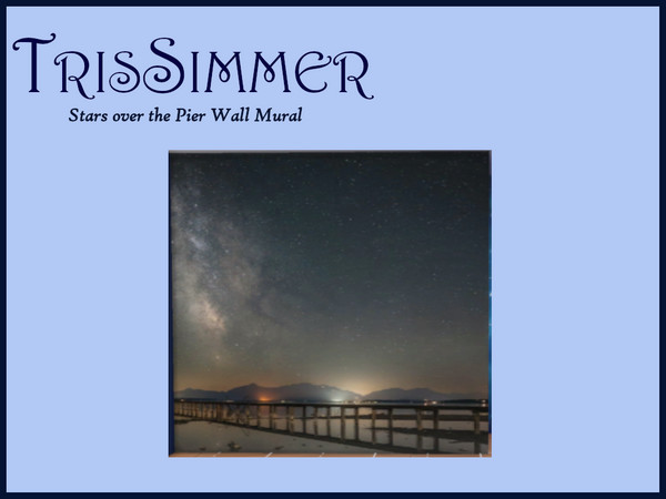 Sims 4 — Constellations Wall Mural by TrisSims7 — 4-tile wide wall mural of stars over a pier