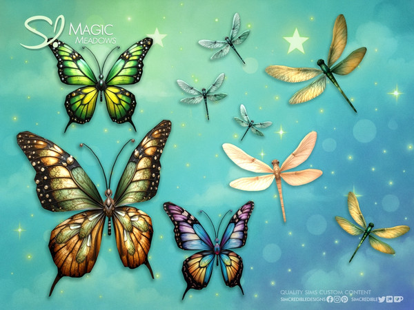 Sims 4 — Magic Meadows Wall Dragonflies by SIMcredible! — To close this enchanted collection, we are bringing the forest