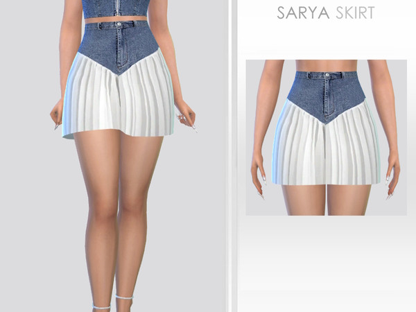 Sims 4 — Sarya Skirt by Puresim — Denim skirt for female sims
