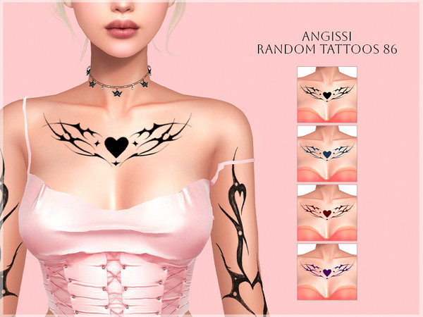 Sims 4 — Random tattoos 86 by ANGISSI — REVIEWS MADE USING HQ MOD 4 colors