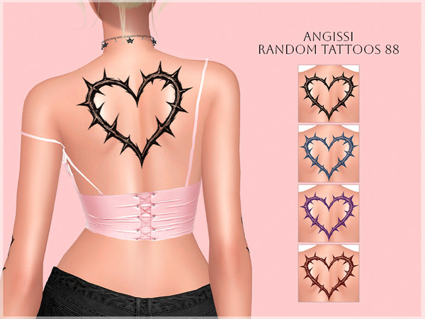 Sims 4 — Random tattoos 88 by ANGISSI — PREVIEWS MADE USING HQ MOD 4 colors