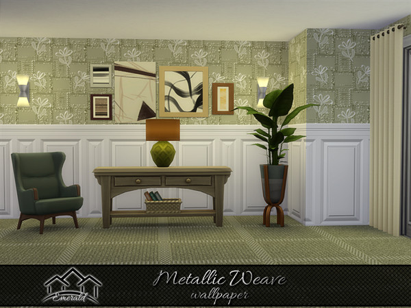 Sims 4 — Metallic Weave Wallpaper 4 by Emerald — Enhance your home with stylish and cozy wallpaper.