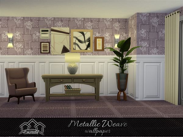 Sims 4 — Metallic Weave Wallpaper 5 by Emerald — Enhance your home with stylish and cozy wallpaper.