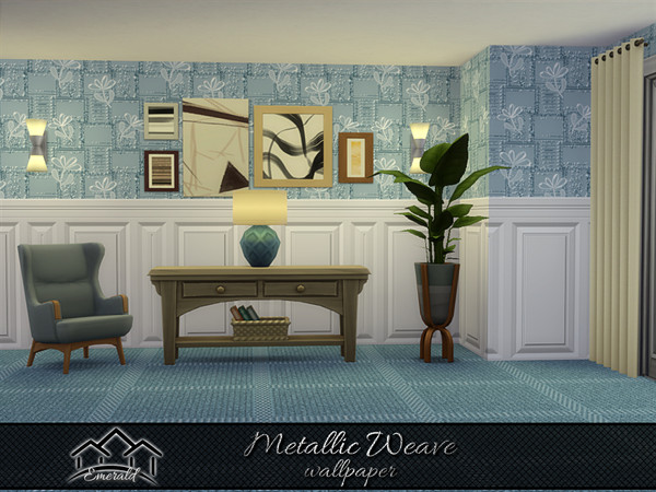 Sims 4 — Metallic Weave Wallpaper 6 by Emerald — Enhance your home with stylish and cozy wallpaper.