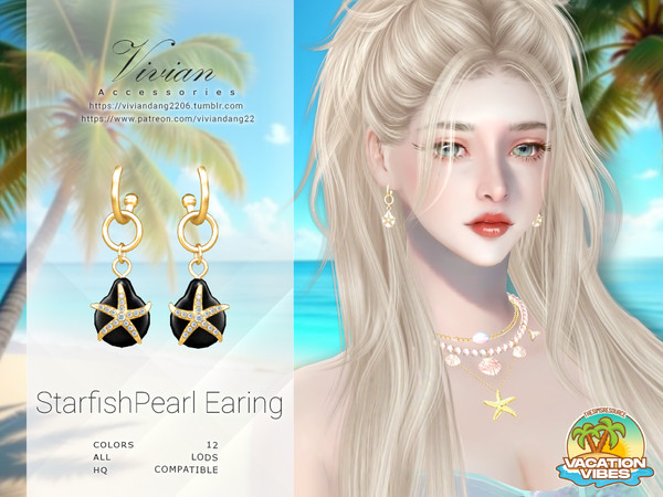 Sims 4 — Starfish Pearl - Earing by VivianDang — - All new meshes