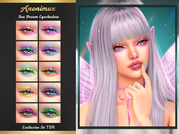 Sims 4 — Fae Dream Eyeshadow by Anonimux_Simmer — - 10 Swatches