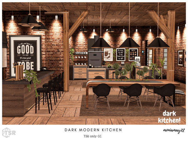 Sims 4 — Dark Modern Kitchen by Moniamay72 — A beautiful modern big kitchen i dark colors.