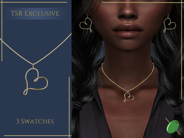 Sims 4 — Quinn Necklace by Pitted0live — Heart shaped wire pendant on a dainty chain Custom catalog image