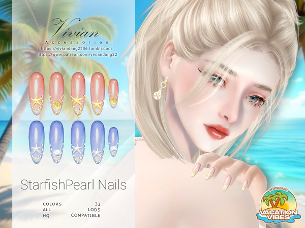 Sims 4 — StarfishPearl - Nails by VivianDang — - All new meshes
