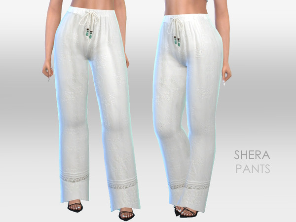 Sims 4 — Shera Pants by Puresim — White pants for female sims