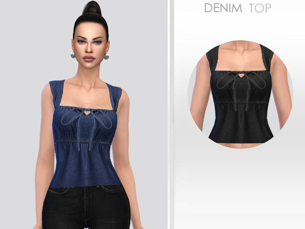Sims 4 — Denim Top by Puresim — Denim top in 2 swatches