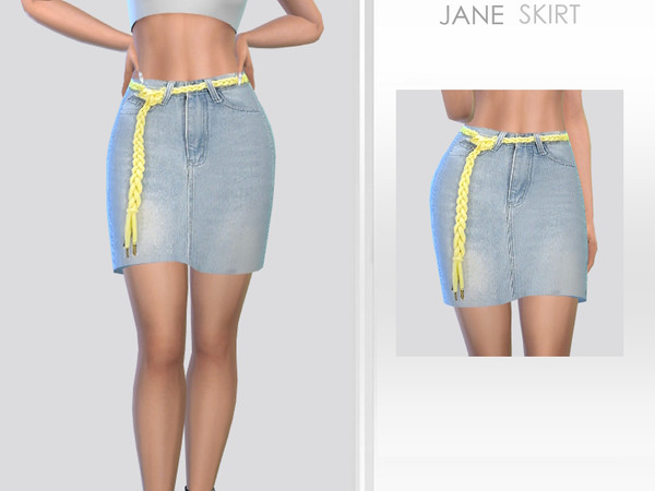 Sims 4 — Jane Skirt by Puresim — Denim skirt for female sims