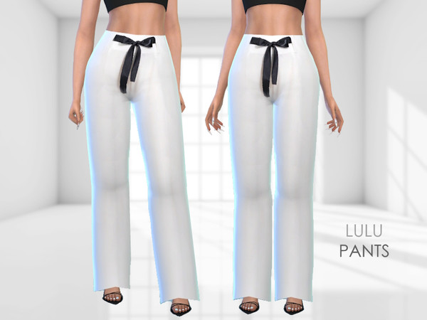 Sims 4 — Lulu Pants by Puresim — Pants with black bow for female sims