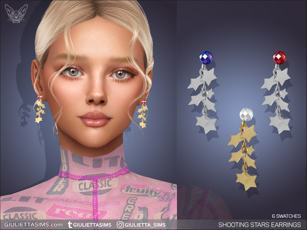 Sims 4 — Shooting Stars Drop Earrings by feyona — Shooting Stars Drop Earrings come with 6 swatches.