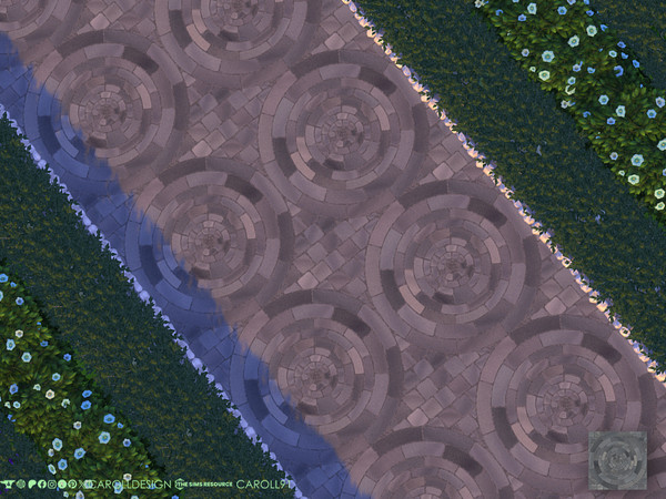 Sims 4 — Lastrico Terrain Paint 2 by Caroll912 — A single swatch of circular geometric, stone pavement terrain paint in