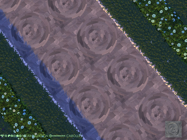 Sims 4 — Lastrico Terrain Paint 4 by Caroll912 — A single swatch of circular geometric, stone pavement terrain paint in