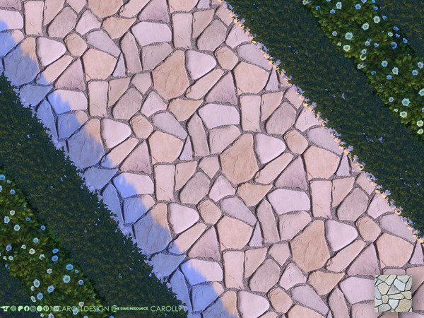 Sims 4 — Impiantito Terrain Paint 2 by Caroll912 — A single swatch of irregular flagstone terrain paint in beige,blue and