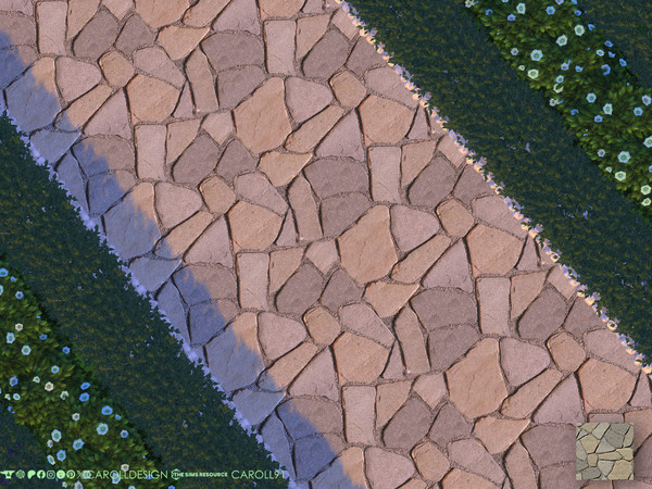 Sims 4 — Impiantito Terrain Paint 3 by Caroll912 — A single swatch of irregular flagstone terrain paint in beige and grey