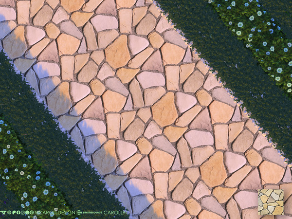 Sims 4 — Impiantito Terrain Paint 4 by Caroll912 — A single swatch of irregular flagstone terrain paint in grey, beige