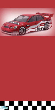Sims 2 — NK Vehicle Walls - Lexus GS400 by MoMama — A souped up Lexus GS400 atop a racing red wallpaper with