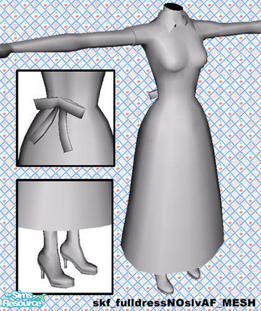 Sims 2 — Full Skirted Dress - Short Sleeve Mesh by Shannanigan — This is the mesh needed for recolors. Heel based on shoe
