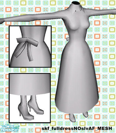 Sims 2 — Full Skirted Dress - Sleeveless Mesh by Shannanigan — This is the mesh needed for recolors. Heel based on shoe