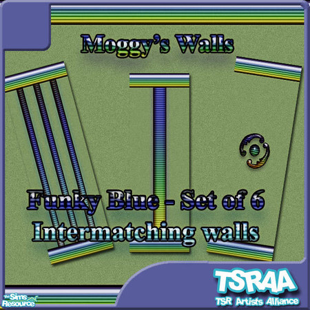 Sims 2 — Columns Two - Funky Blue by KittenKiss — Walls that zing! An intermatching set of walls (mix and match them to