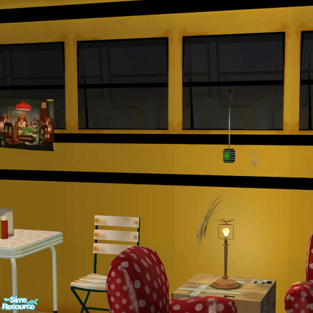 Sims 2 — Fly Squisher Squished Green - #337359 by DOT — Fly Squisher Squished Green *GET MESH* Yellow Bus Living. Yellow