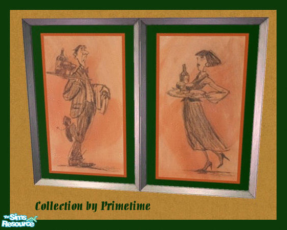 Sims 2 — Primetime's At Your Service Prints by Primetime024 — This set features 2 prints that show a waiter and waitress