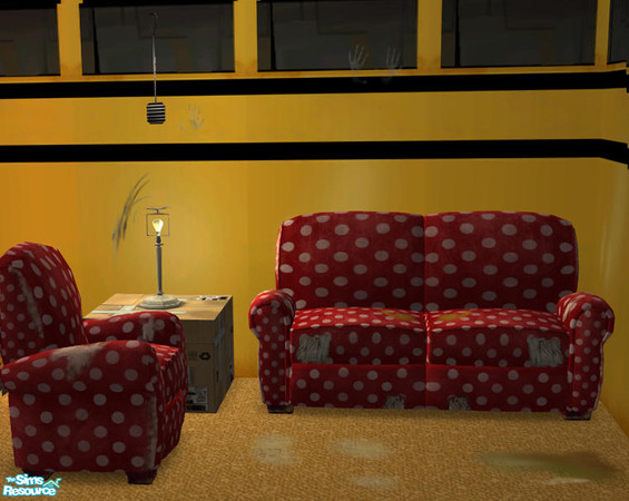 Sims 2 — ReallyDistressed Sofa Chair by DOT — Really Distressed Sofa Chair *UNIVERSITY REQUIRED* Yellow Bus Living.