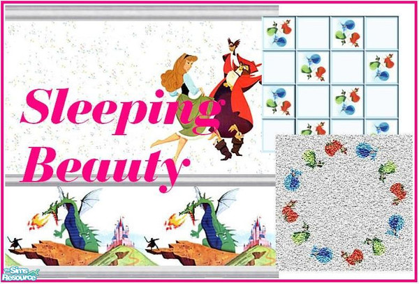 Sims 2 — Disney's Sleeping Beauty by Lorah — 2 Princess Aurora walls with matching carpet and tile.