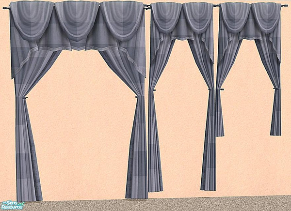 Sims 2 — NK Plaid Inspired Curtains - Dusty Blue by MoMama — Dusty Blue plaid curtains for your long and short windows.