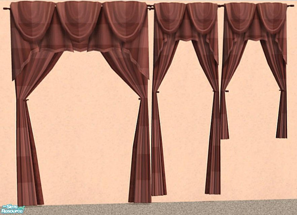 Sims 2 — NK Plaid Inspired Curtains - Dark Rose by MoMama — Dark Rose plaid curtains for your long and short windows.