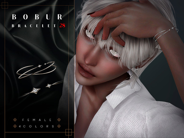 Sims 4 — Thin bracelet with stars by Bobur2 — Thin bracelet with stars for the left hand for female 4 colors I hope you