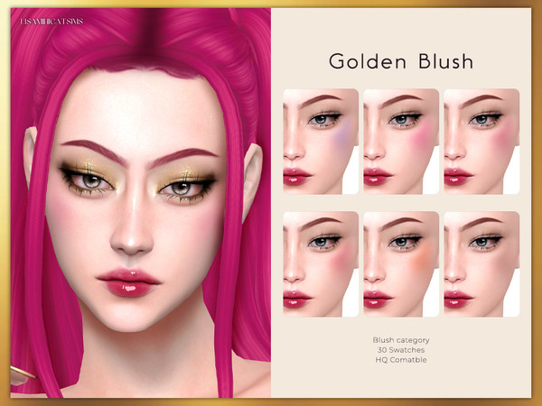 Sims 4 — Golden Blush by Lisaminicatsims — -Blush category -HQ comatble -30 swatches