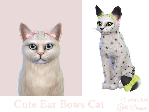 Sims 4 — Cute Ear Bows Cats by Dissia — Cute little bows for your cat ears