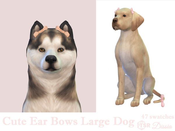 Sims 4 — Cute Ear Bows Large Dogs by Dissia — Cute little bows for your large dog