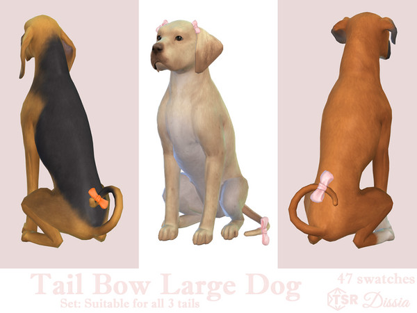 Sims 4 — Tail Bow v1 (Straight Tail) by Dissia — Cute little bow for your large dog tail
