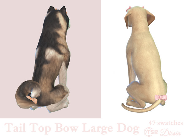 Sims 4 — Tail Top Bow Large Dogs by Dissia — Bow made for tail top for large dog