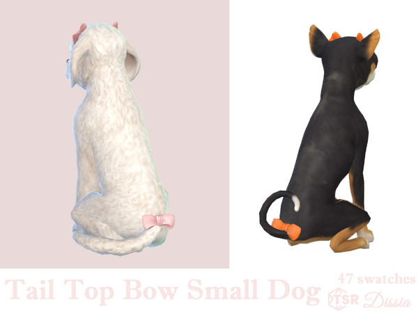 Sims 4 — Tail Top Bow Small Dogs by Dissia — Bow made for tail top for small dog